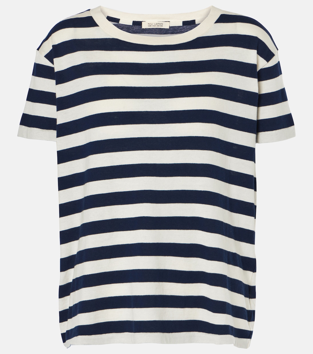 

Футболка из хлопка в полоску Brady Nili Lotan, Dark Navy Stripe