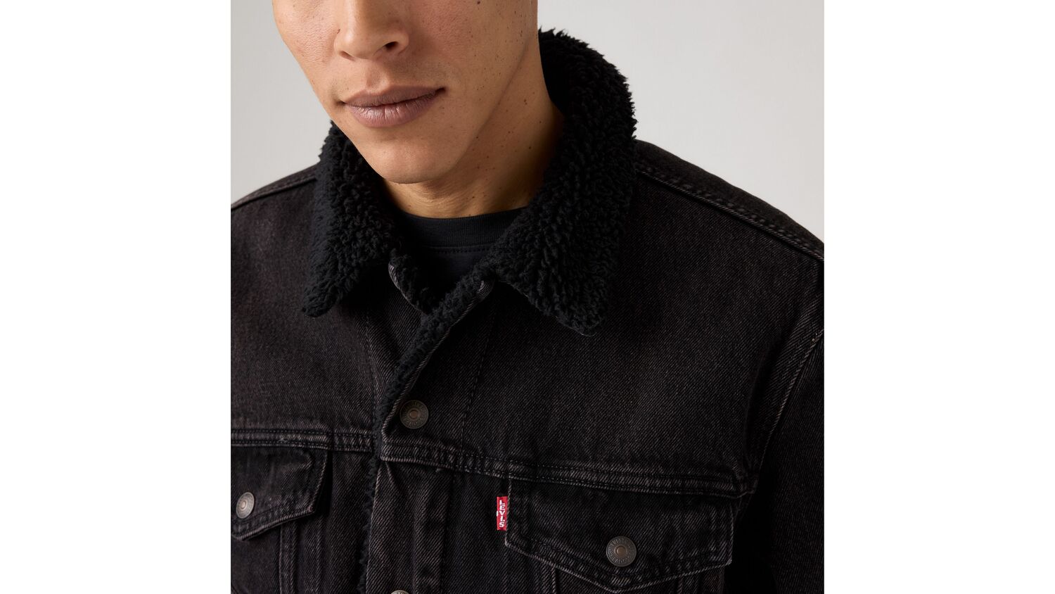 Куртка дальнобойщика Sherpa Type III Levi's, Built To Last Sherpa - Black — фото 4