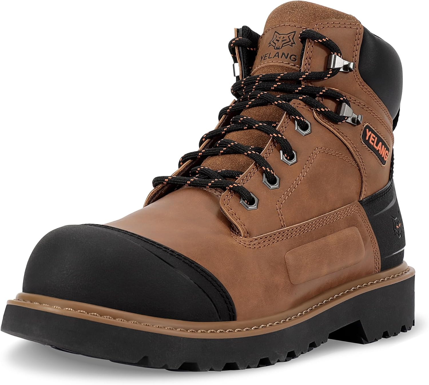 

Мужские ботинки Yelang с металлическим носком, противоскользящие, проколоустойчивые утилитарные ботинки высотой 15 см для промышленного строительства и работы на улице, коричневый