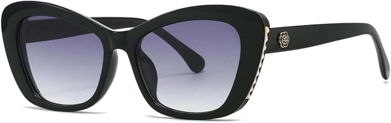 

Солнцезащитные очки «кошачий глаз» в крупной оправе, роскошные винтажные солнцезащитные очки, популярные очки с заклепками и защитой от УФ-излучения UV400 TYUVIVO, Black Gray