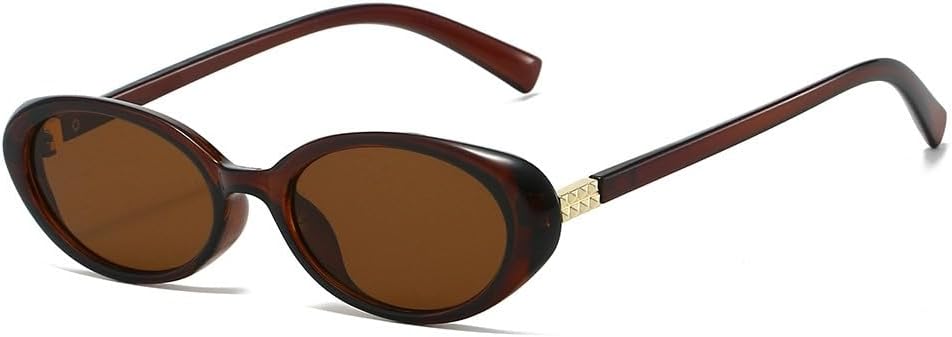 

Ретро овальные солнцезащитные очки для женщин и мужчин, винтажные солнцезащитные очки с защитой от УФ-излучения UV400 для маленького лица, стильные миниатюрные солнцезащитные очки Generic, Brown Frame Brown Lenses