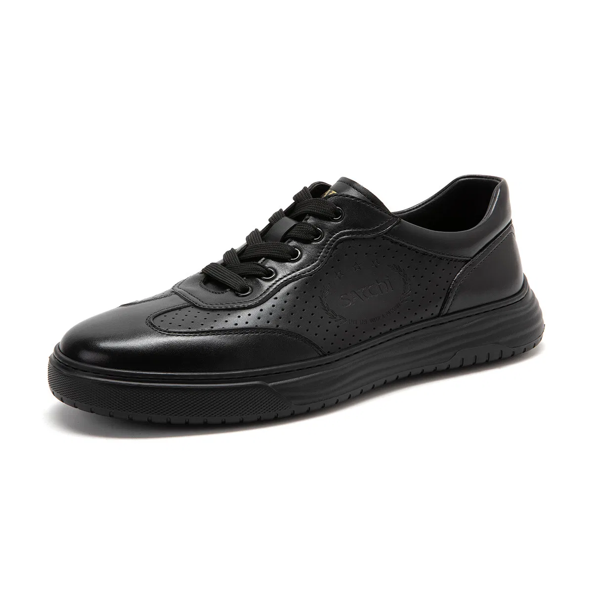 Satchi Top Grain Cow Leather Casual Shoes Men's Black