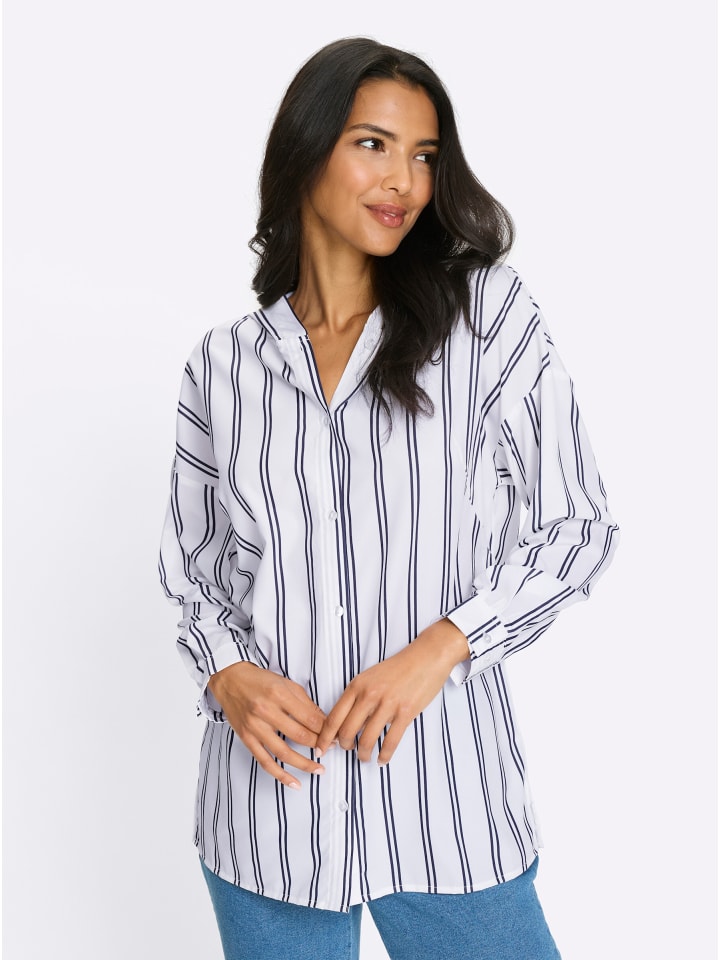 

Длинная блузка в темно-синюю и белую полоску Sieh an!