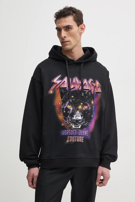 

Хлопковая толстовка Versace Jeans Couture, черный