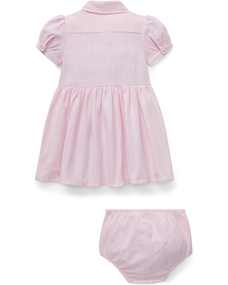 Платье Polo Ralph Lauren Kids Striped Knit Oxford Dress, цвет Carmel Pink/White — фото 2