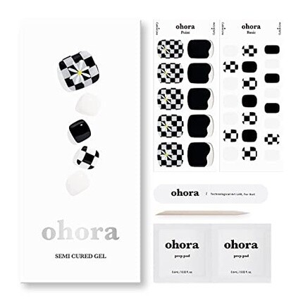 

Полуотвержденные гелевые полоски для педикюра ohora Checkmate — салонное качество, долговечны, легко наносятся и удаляются — в комплект входят 2 подготовительные подушечки, пилка для ног и деревянная палочка — в клетку