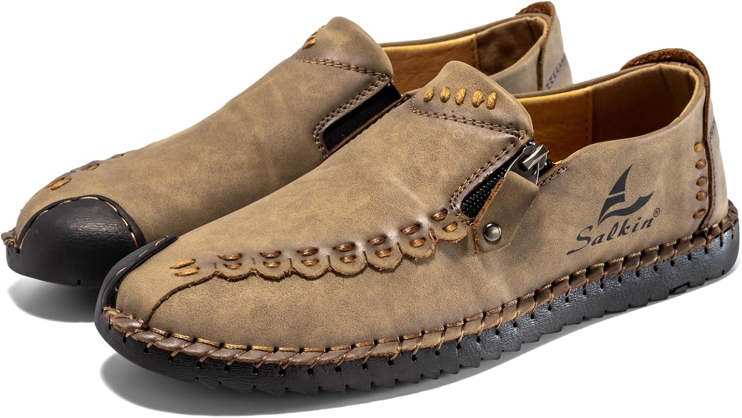 

Мужские лоферы с ручной отделкой, стильная повседневная кожаная обувь - идеально подходят для прогулок по городу, отдыха с друзьями и ежедневных поездок Kpdwfms, хаки