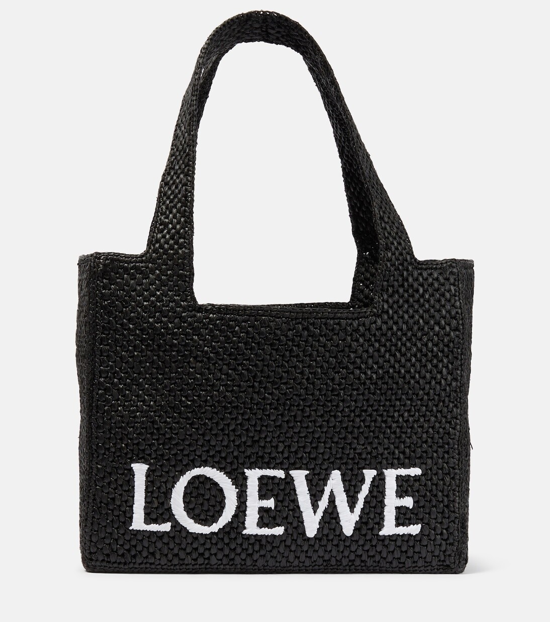 

Сумка-тоут paula's ibiza среднего размера из рафии с логотипом Loewe, черный