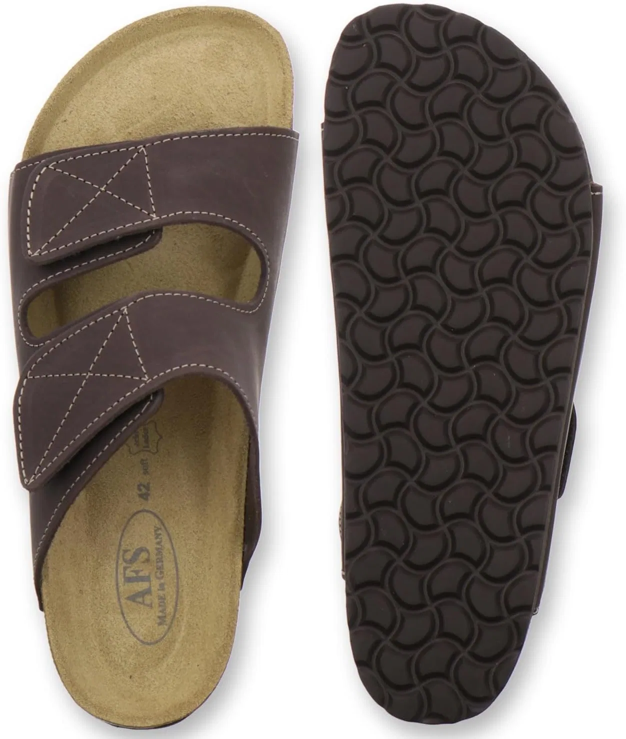 Удобные мужские мюли AFS-Schuhe 3108, кожаные, рабочие, изготовлены в Германии, Mocha — фото 4