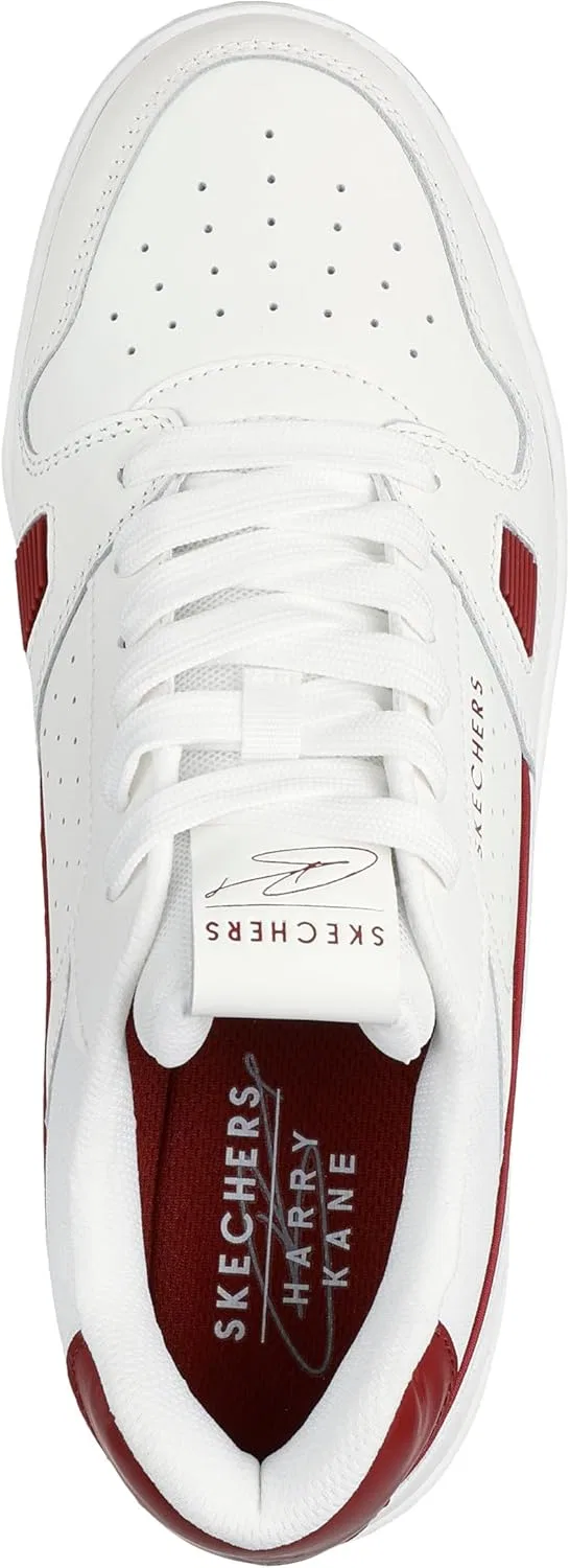 Мужские кроссовки Skechers Koopa Harry Kane Court Trainers, White Leather Suede Mesh Burgundy Trim — фото 4