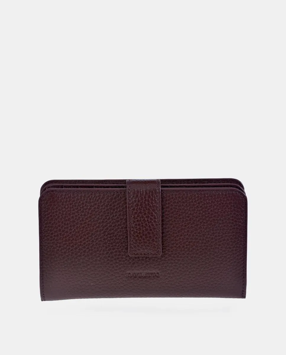 

Большой женский кошелек из зернистой кожи Daviletto, бордовый