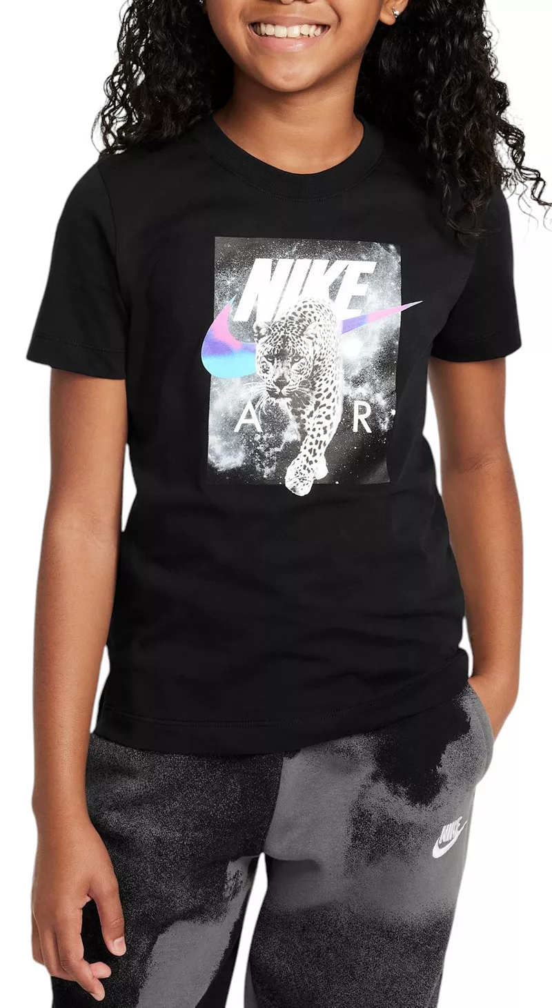 

Детская спортивная футболка Nike с леопардовым принтом, черный