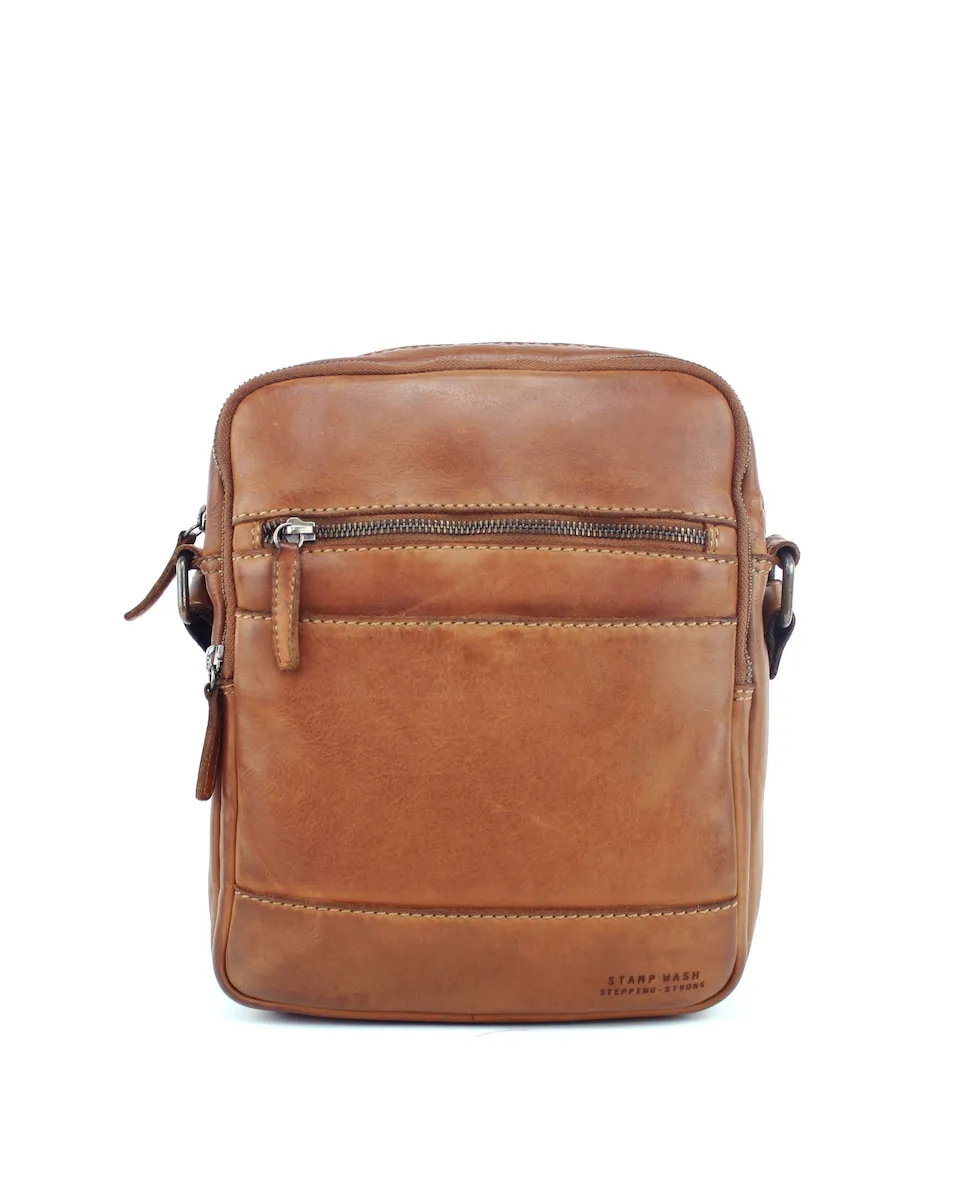 

Большая мужская сумка-бандо из стиранной кожи Stamp, светло-коричневый