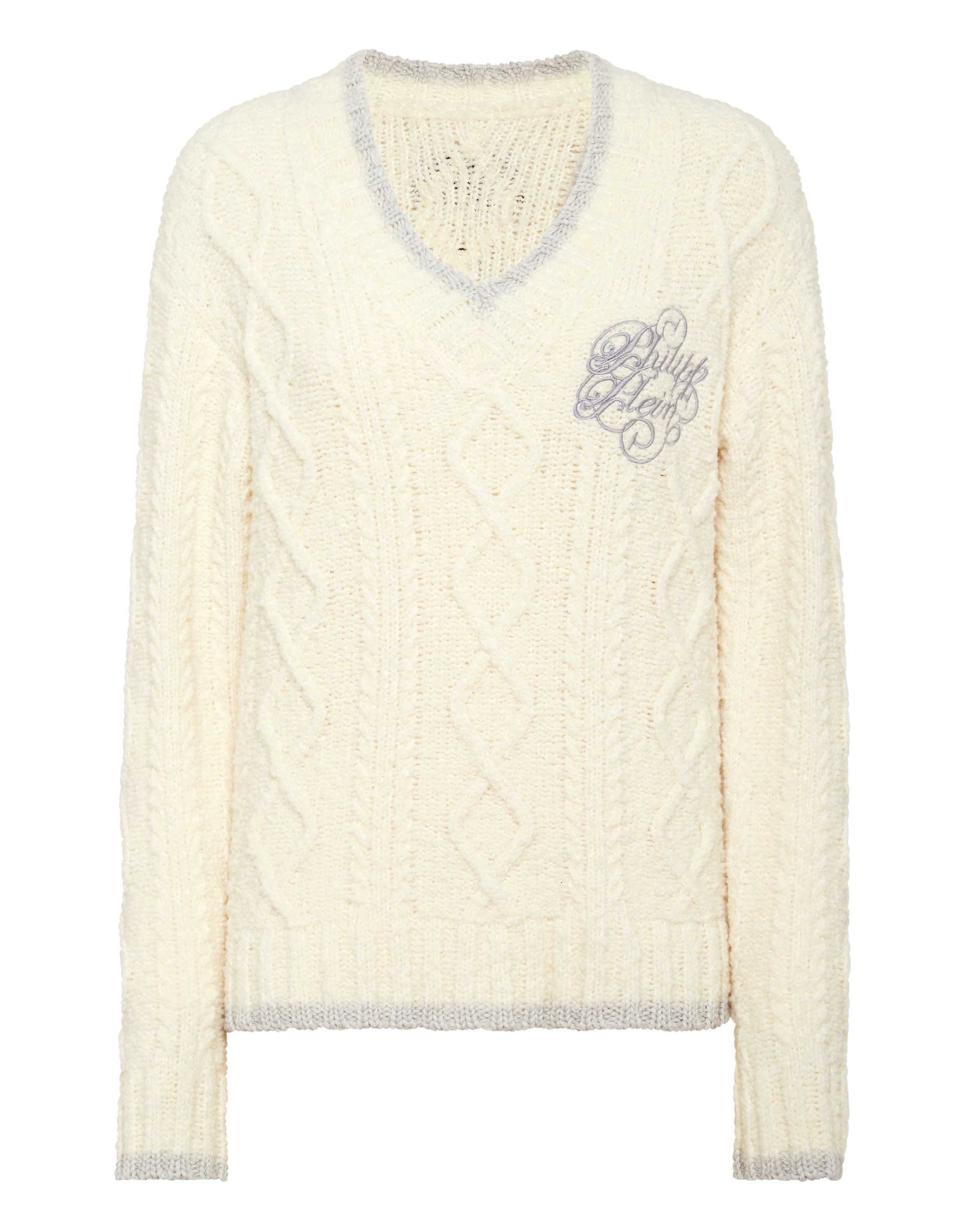 

Свободный свитер с V-образным вырезом Philipp Plein, кремовый
