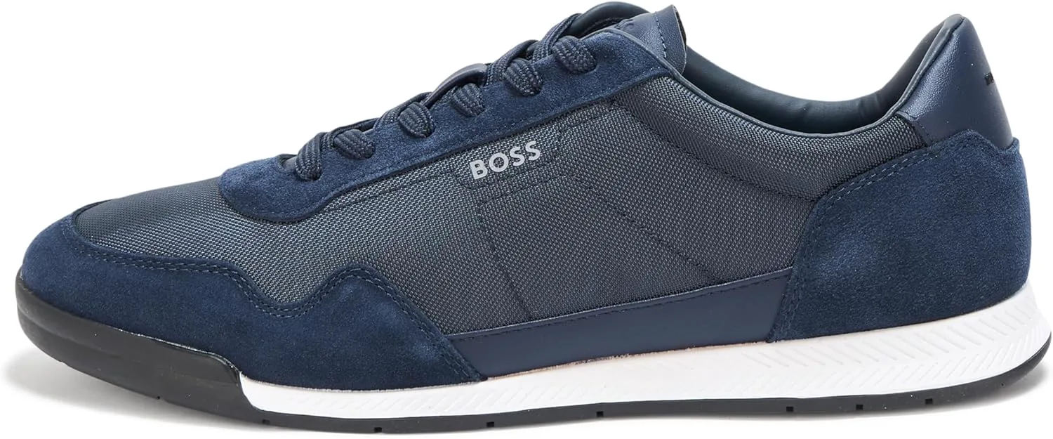 Мужские кроссовки BOSS с кожаными вставками, низкие, синий — фото 2