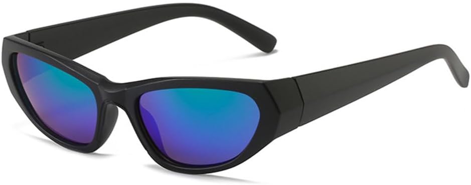 

LVTFCO Ретро-солнцезащитные очки «кошачий глаз» для женщин, модные, с зеркальными линзами, солнцезащитные очки UV400 для мужчин, панк-очки для спорта и вождения, Black Green Mirror