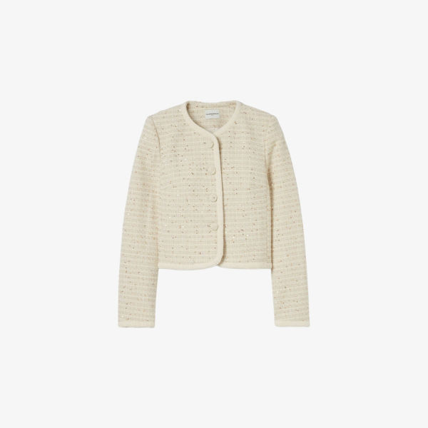 

Твидовый пиджак с круглым вырезом и застежкой на пуговицы Claudie Pierlot, цвет naturels