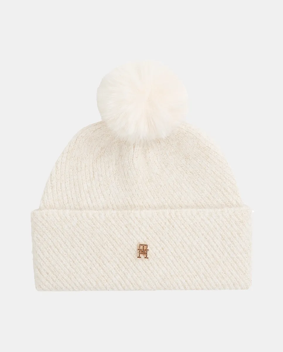 

Шапка с помпоном светло-серого цвета с логотипом Tommy Hilfiger