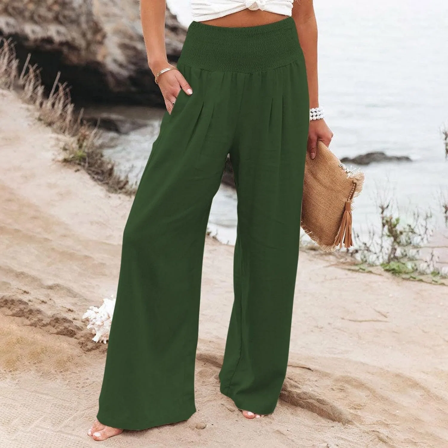 Джинсы широкие, Casual, Green — фото 2