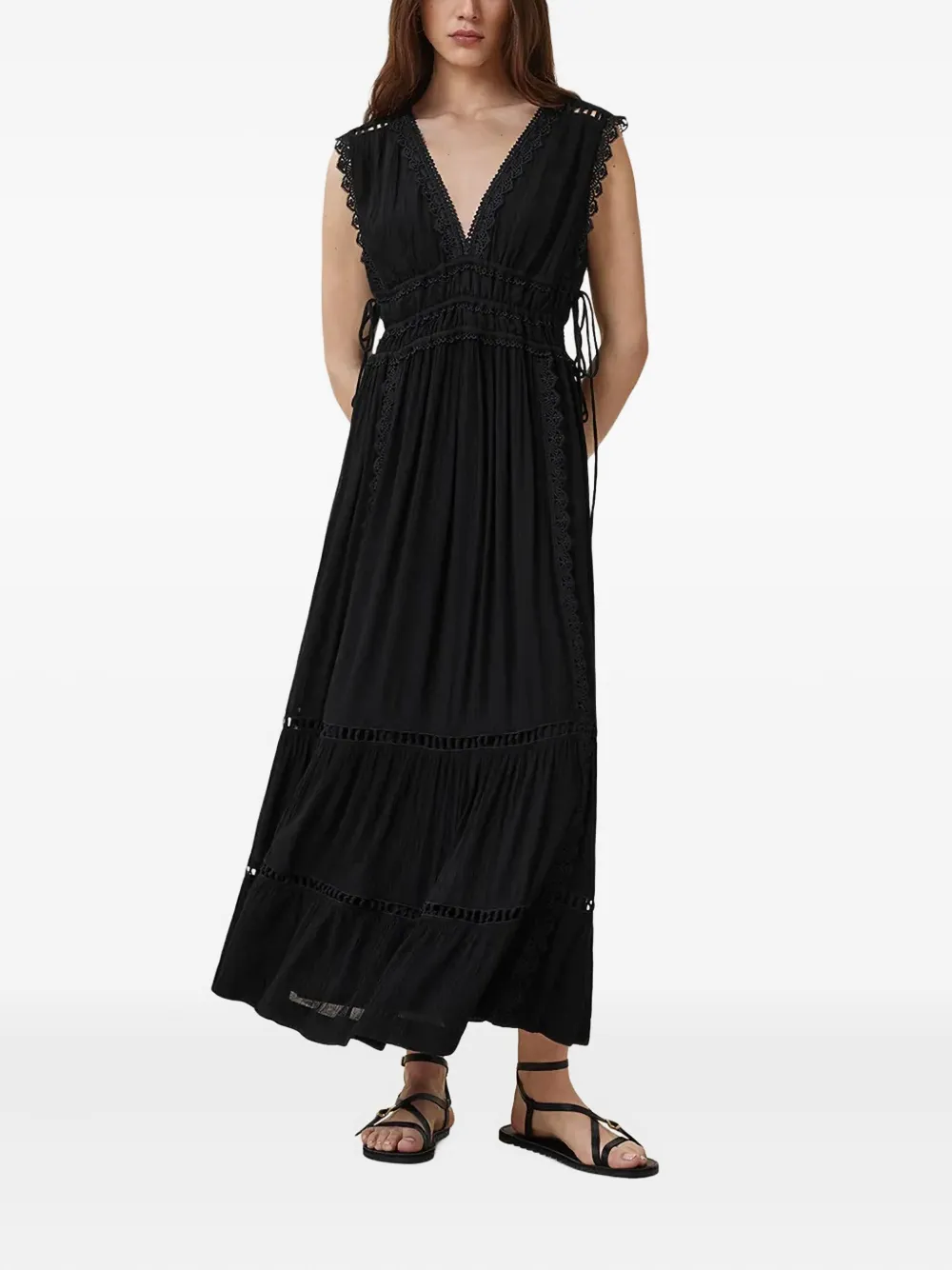 

Платье макси с кружевной отделкой Xanthe AllSaints, черный
