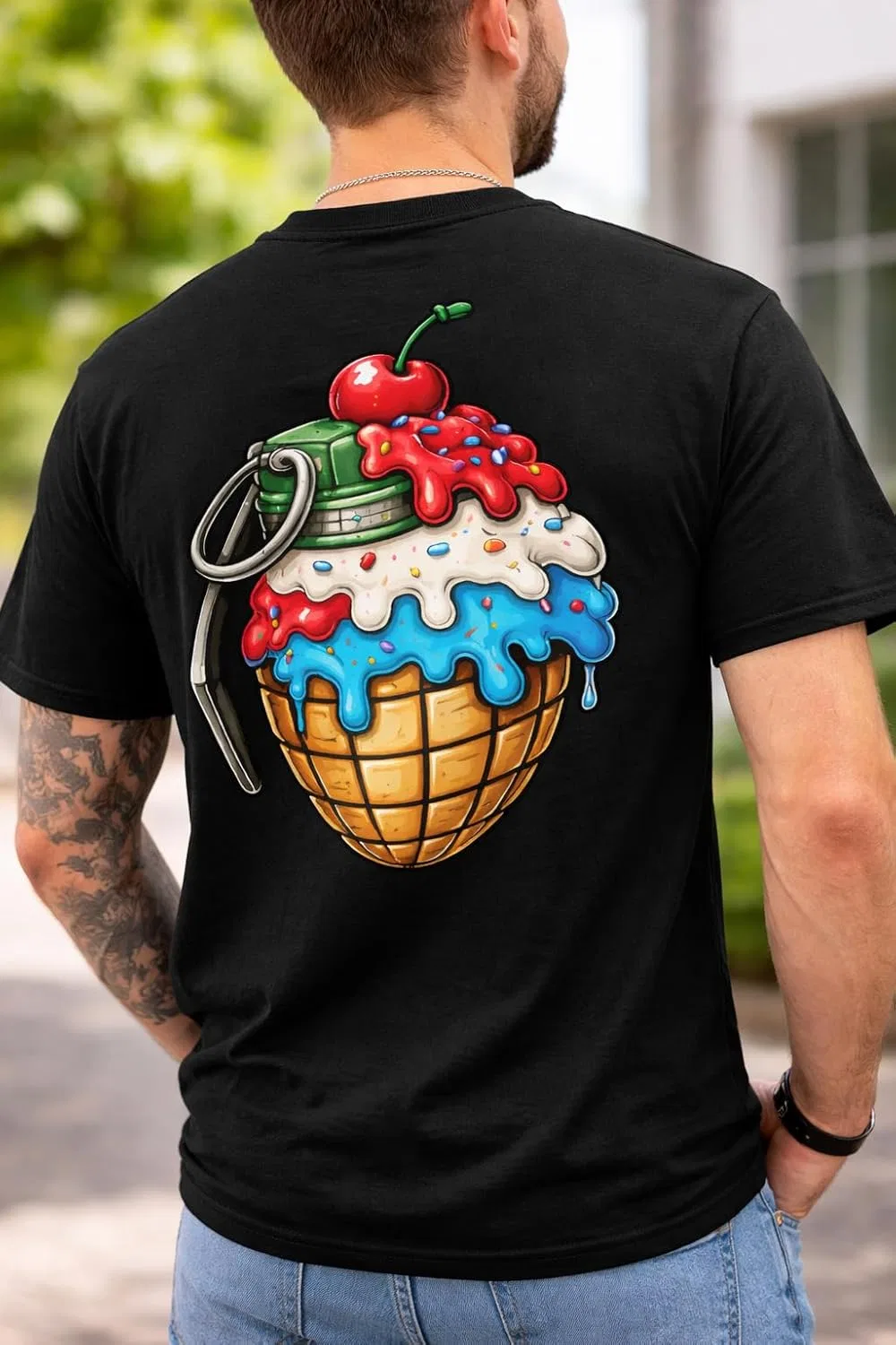 Футболка Gildan Keep Calm Dripping Ice Cream Grenade с графическим принтом — фото 3