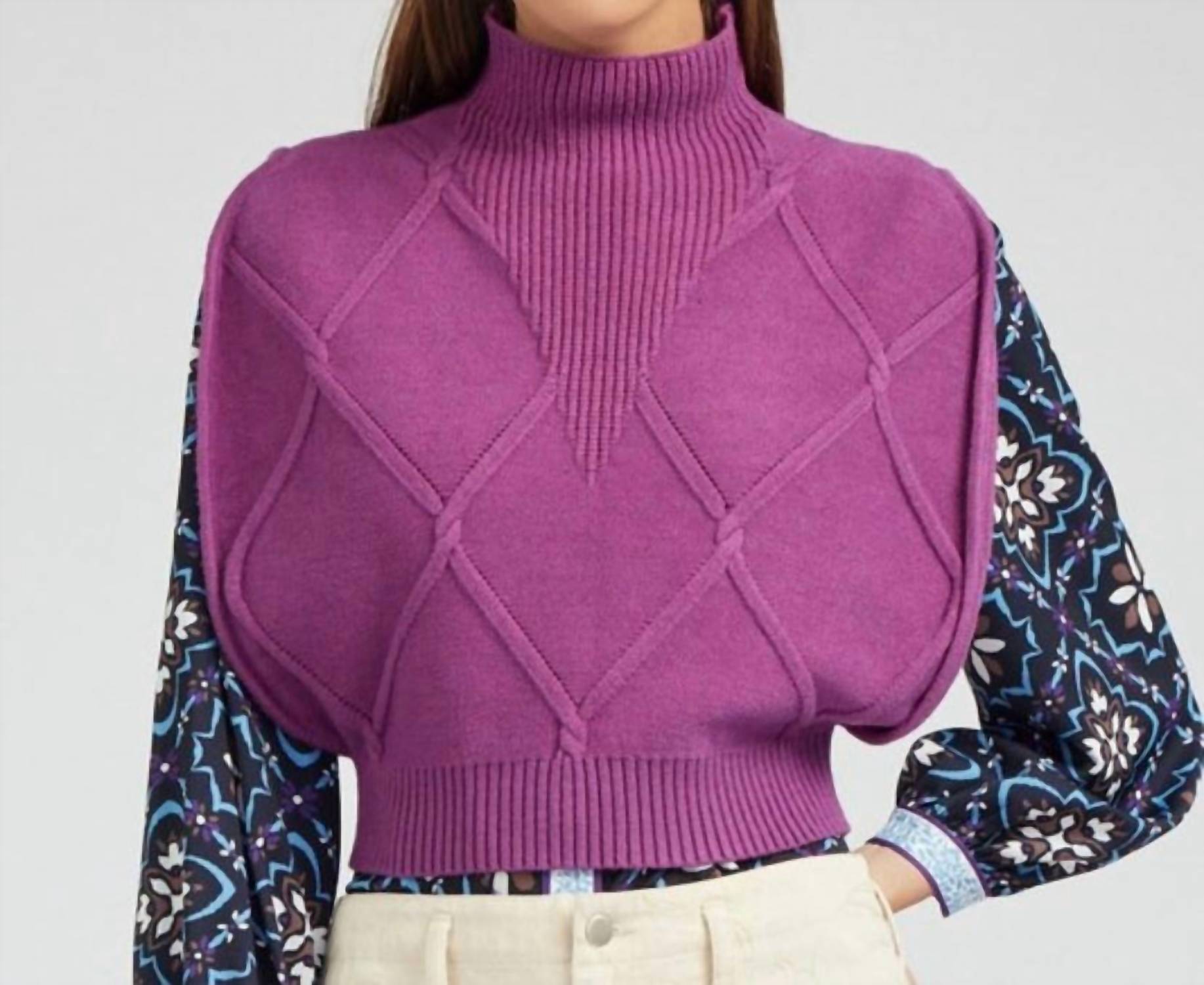 

Безрукавный широкий водолазный свитер в цвете бойзеновой ягоды Current air, Boysenberry