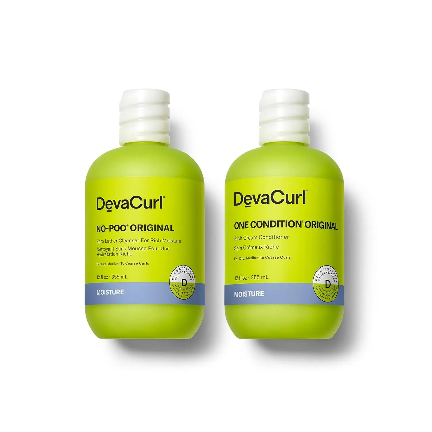 Очищающее средство DevaCurl No-Poo Original без пены для интенсивного увлажнения и кондиционер One Condition Original Rich Cream Conditioner, 12 шт.