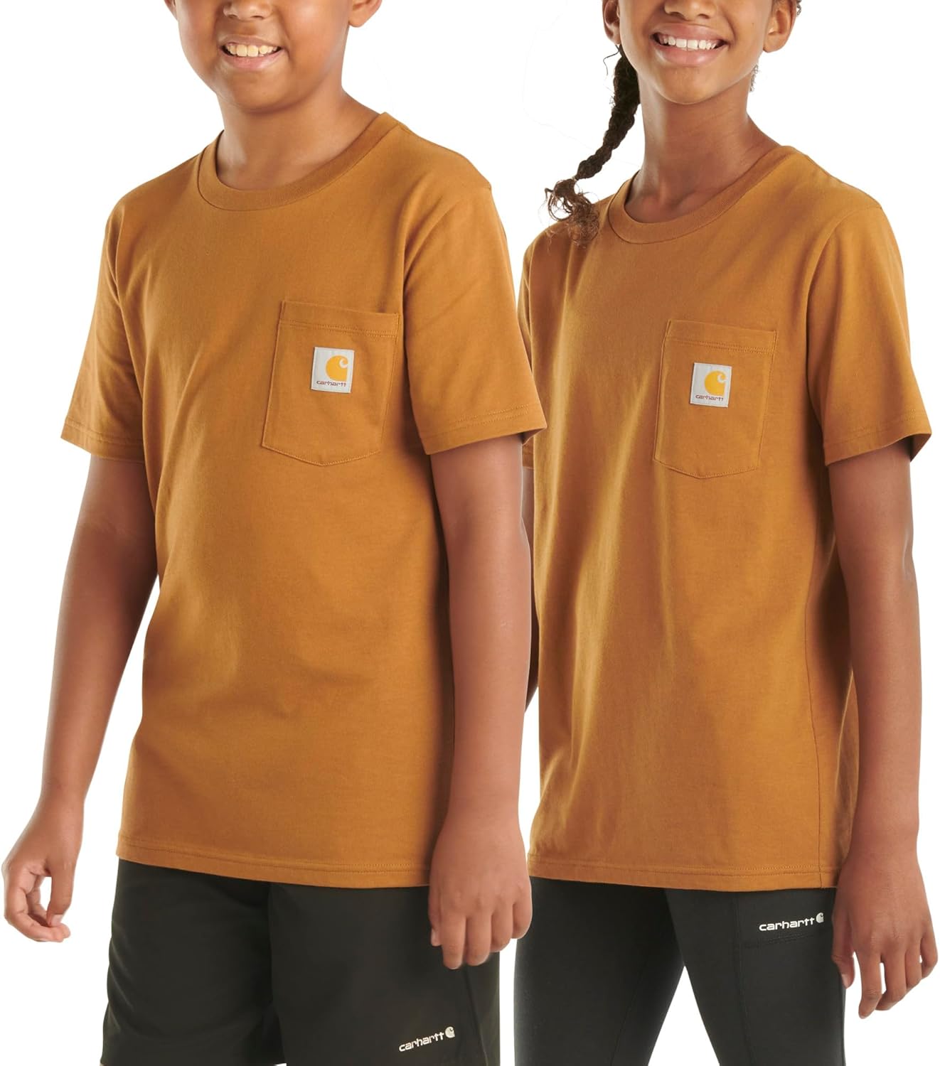 Детская футболка Carhartt с коротким рукавом и карманом, Classic Brown — фото 3