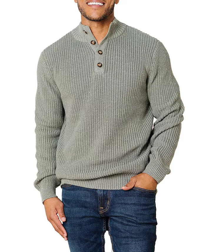 

Мужской кардиган с воротником-стойкой вязка свитер Hope & Henry, зеленый