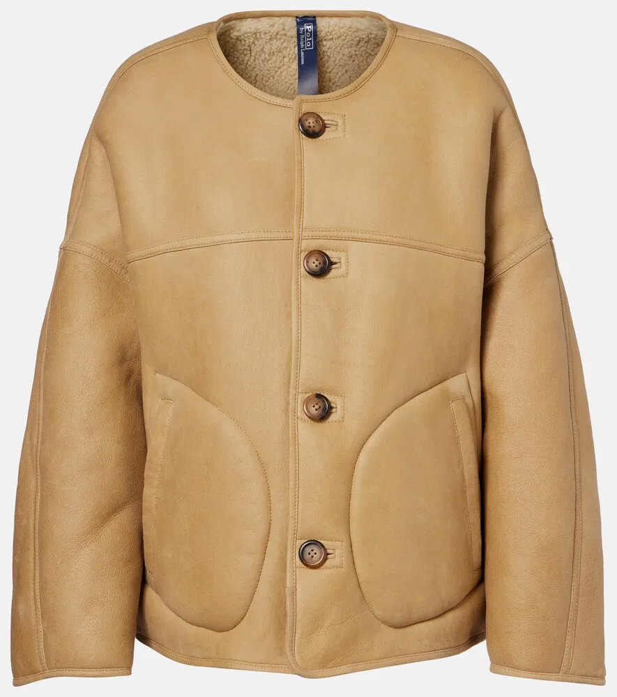 Двусторонняя кожаная куртка Polo Ralph Lauren, бежевый