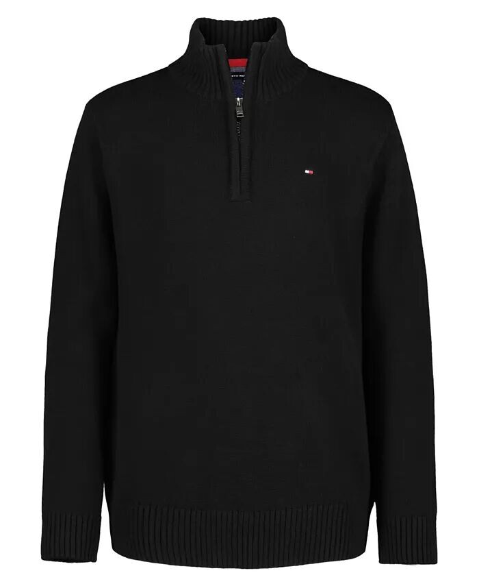 

Однотонный свитер на молнии 1/4 для маленьких мальчиков Tommy Hilfiger, черный
