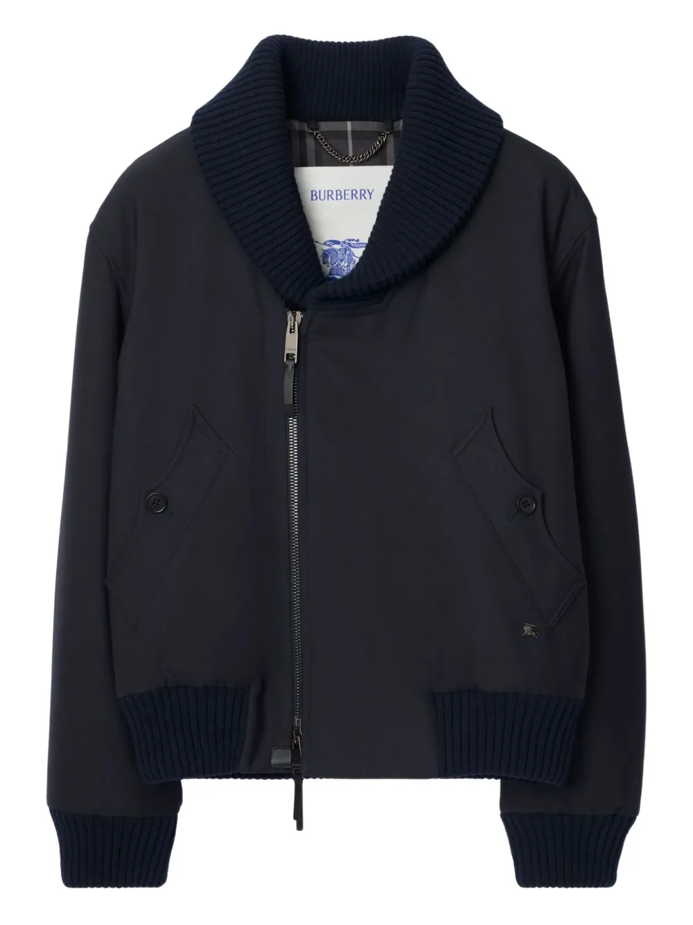 

Бомбер с отделкой в рубчик BURBERRY, синий