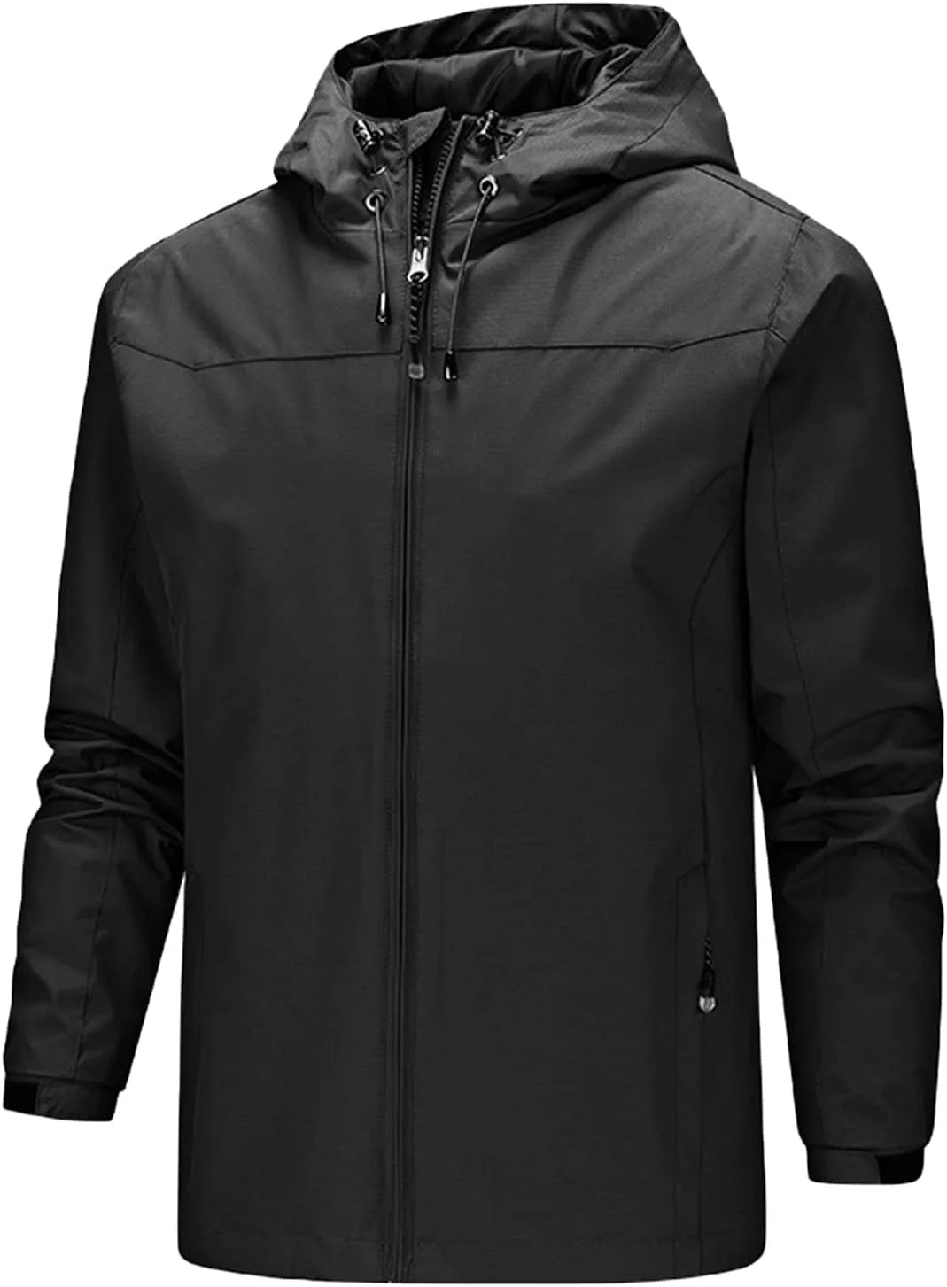 Мужская куртка дождевик Waterproof с капюшоном для зимы, путешествий, походов и активного отдыха, легкая, с воротником стойкой, теплая Generic, серый
