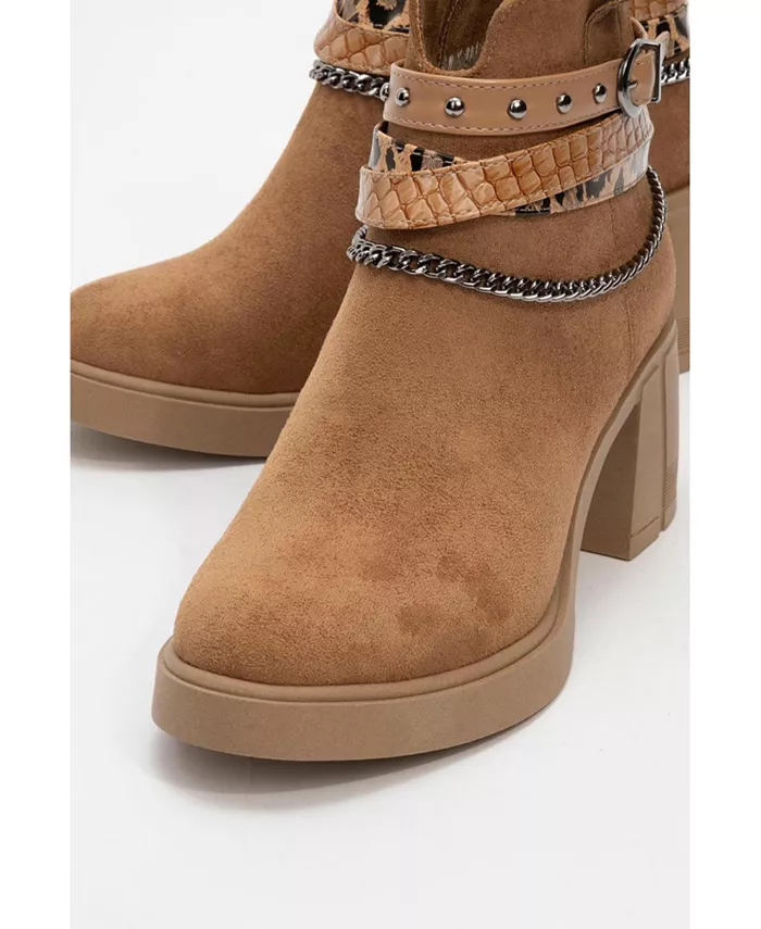 Boliva Ботильоны на платформе с цепью и пряжкой (Женские) Prologue Shoes, коричневый — фото 3