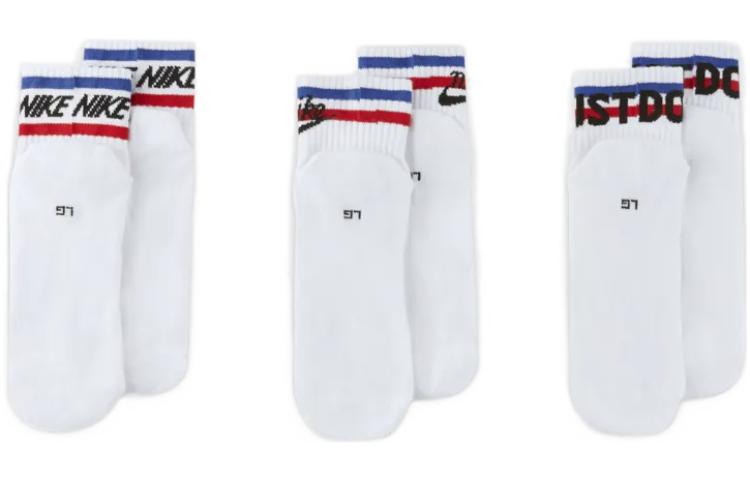 Носки Nike Everyday Ankle Alphabet Logo Pattern Casual Sports Socks 3 Pairs White, белый — фото 2