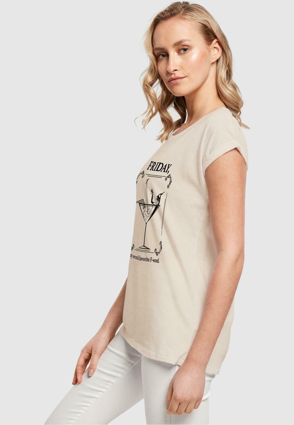 

Футболка с принтом F WORD EXTENDED SHOULDER Mister Tee, белый