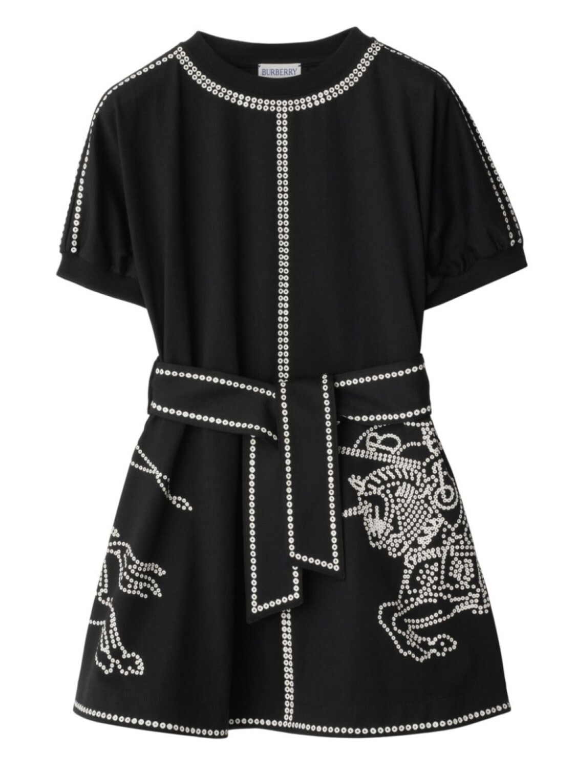 

Хлопковое мини-платье с декором EKD Burberry Kids, черный