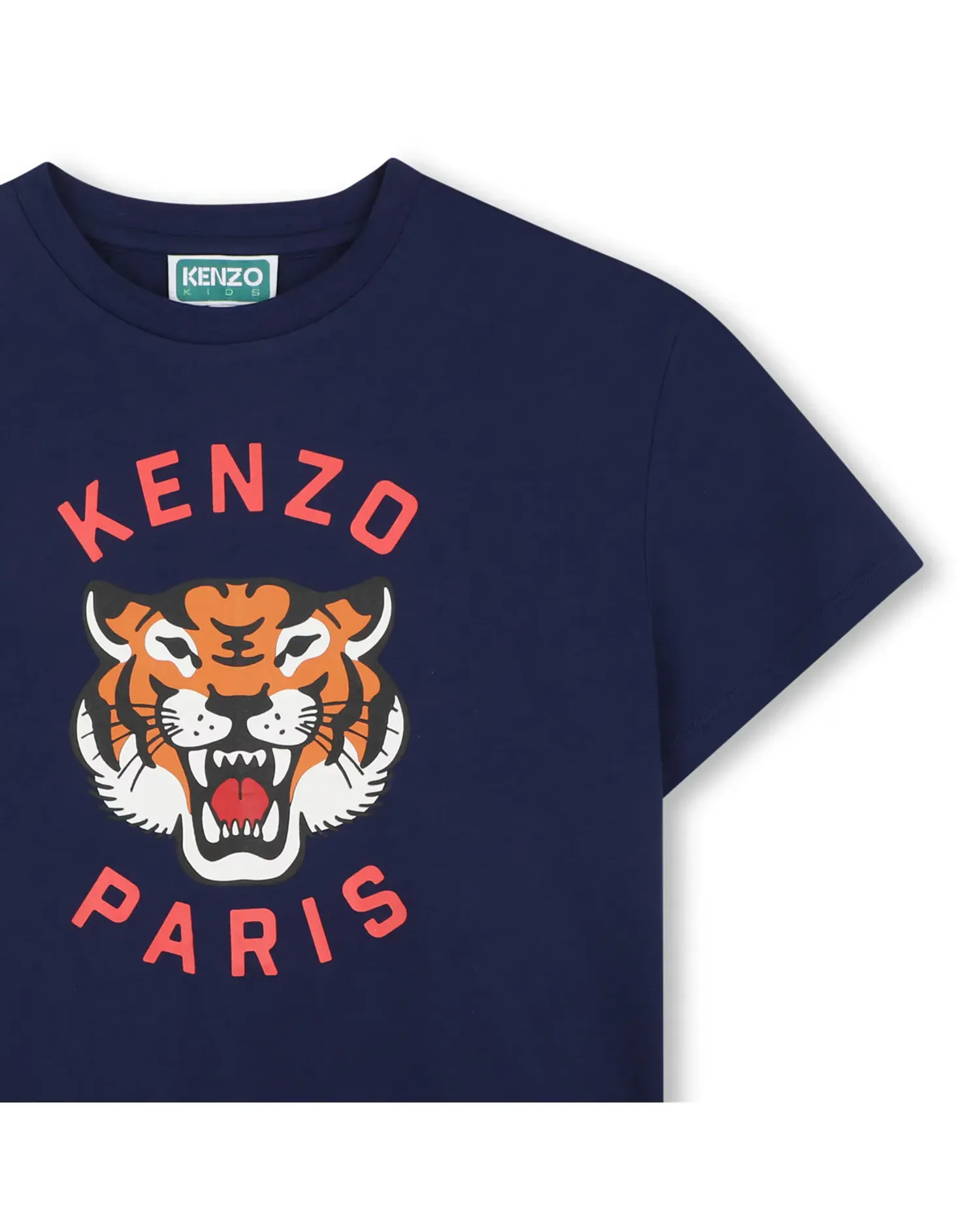 Детская унисекс футболка с французским рукавом с животным принтом из хлопка Kenzo Kids, темно-синий — фото 2