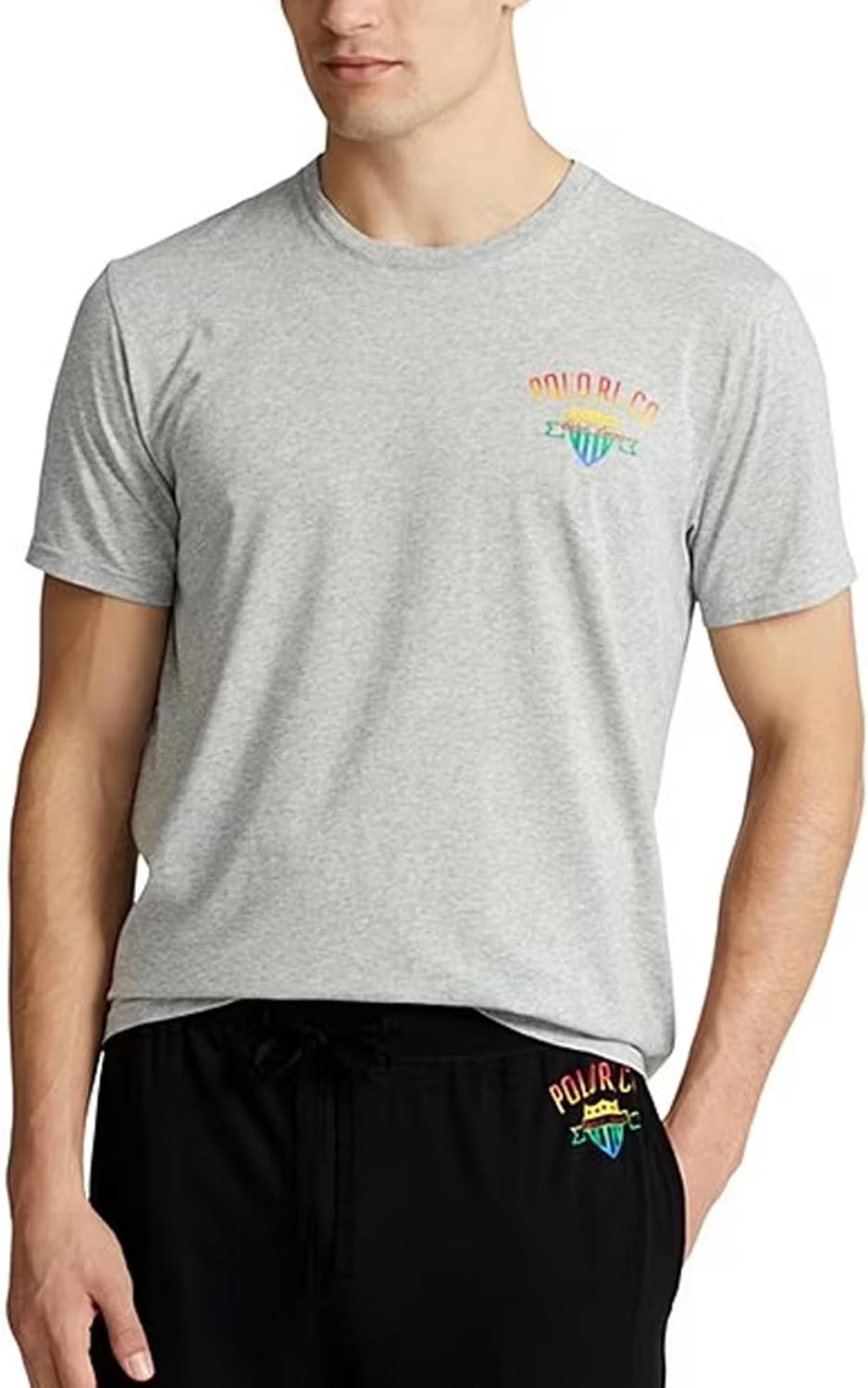 

POLO RALPH LAUREN Big & Tall футболка для сна с коротким рукавом и принтом логотипа Polo RL Co, Andover Heather Grey