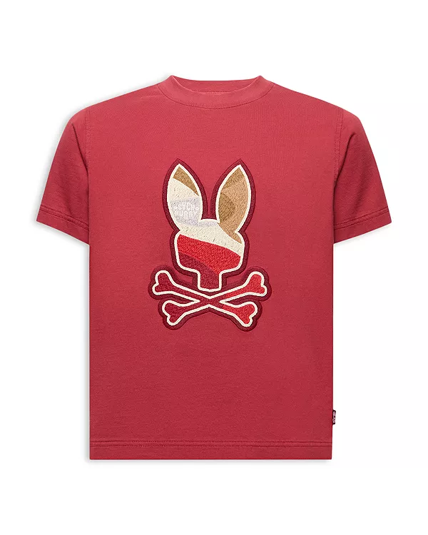 

Детская футболка с изображением кролика Данте - для малышей и для взрослых. Psycho Bunny, красный