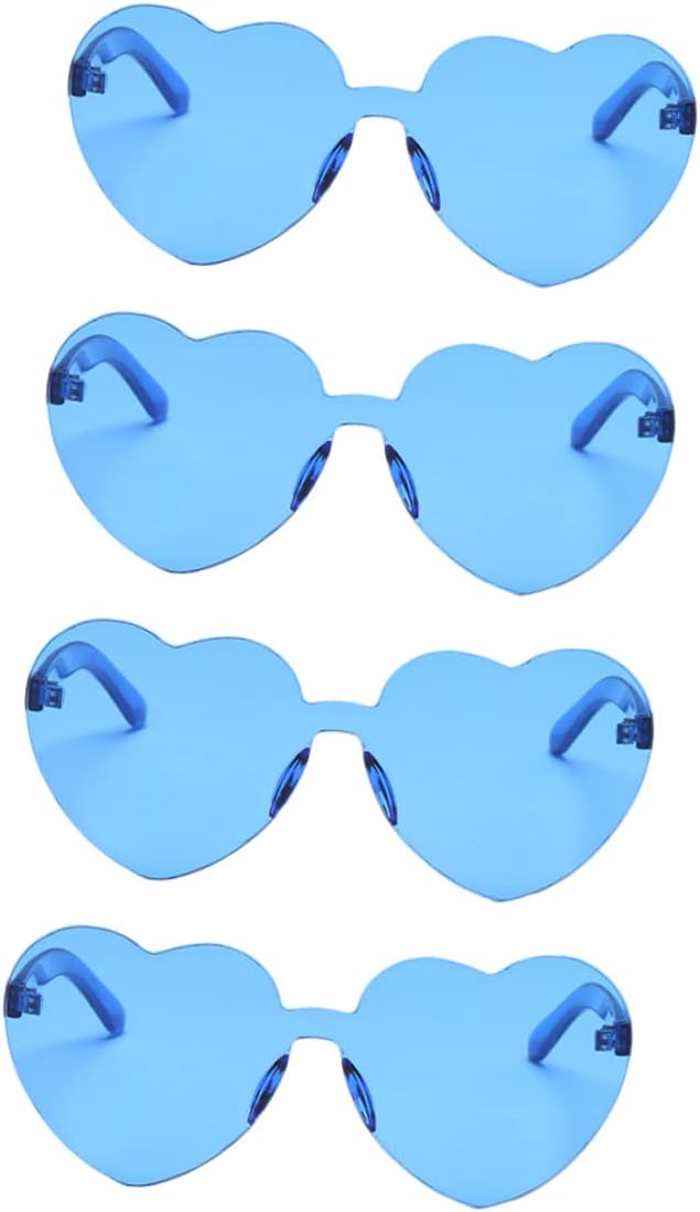 

4 пары солнцезащитных очков в форме сердца, без оправы, модные очки для мужчин и женщин, идеально подходят для пляжа, путешествий, шопинга и активного отдыха на природе ROMISBABA