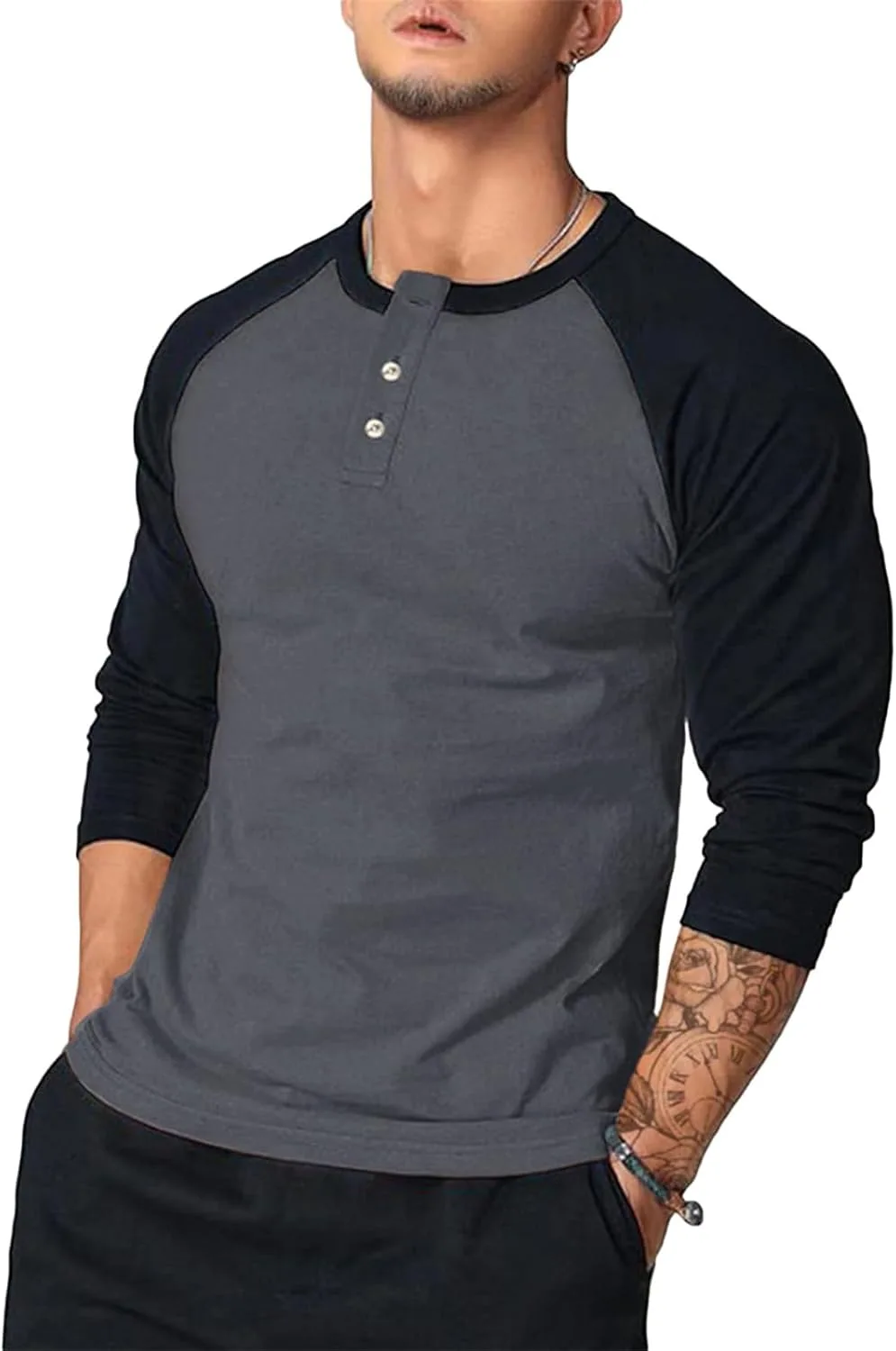 

Мужская футболка с цветными блоками, длинный рукав, slim fit Weinexra