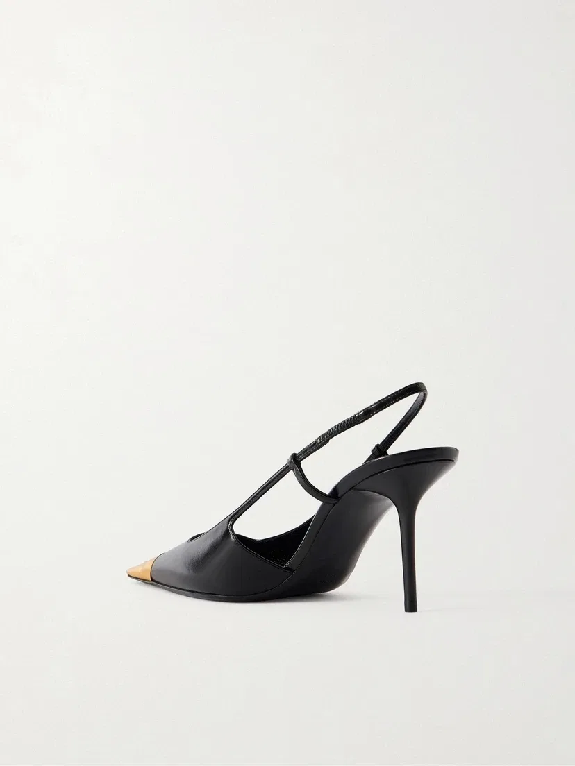Туфли-слингбэки Jeanne из кожи с украшениями SAINT LAURENT, черный — фото 3