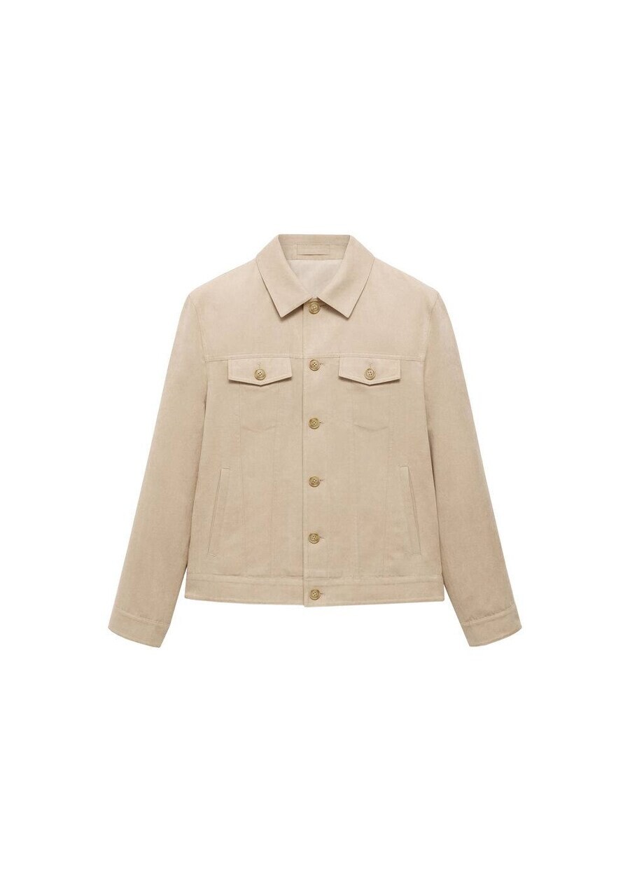 

Кожаная куртка MANGO MAN Between-Season Jacket Benton, бежевый