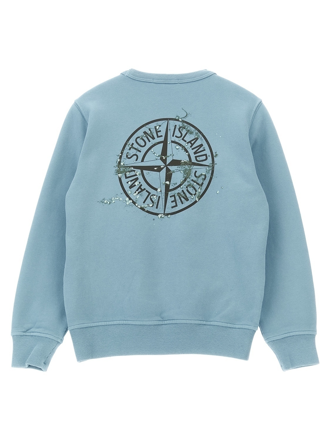Свитшот с принтом спереди и сзади Stone Island Junior, светло-голубой — фото 2