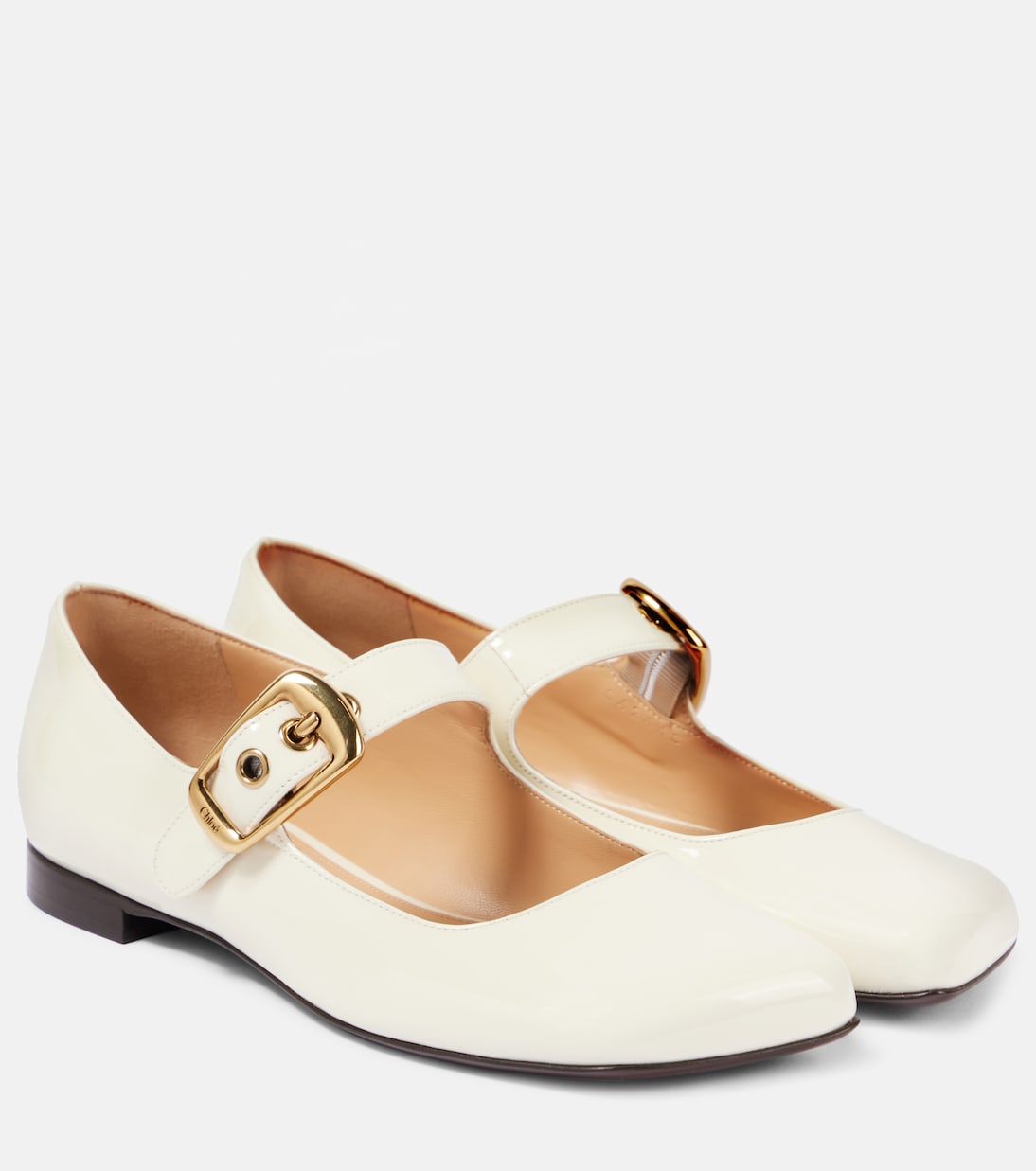 Туфли Мэри Джейн из кожи Полли Chloé, Eggshell