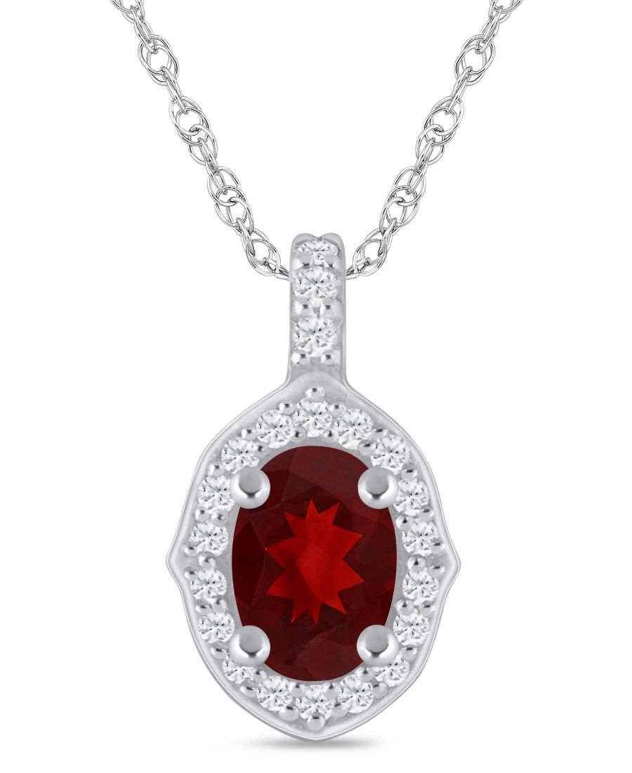 

Подвеска-колье с ореолом из драгоценных камней и бриллиантов (общий вес 1/5 карата) из белого золота 10 карат (также доступна в варианте из желтого золота 10 карат) Macy's, Garnet