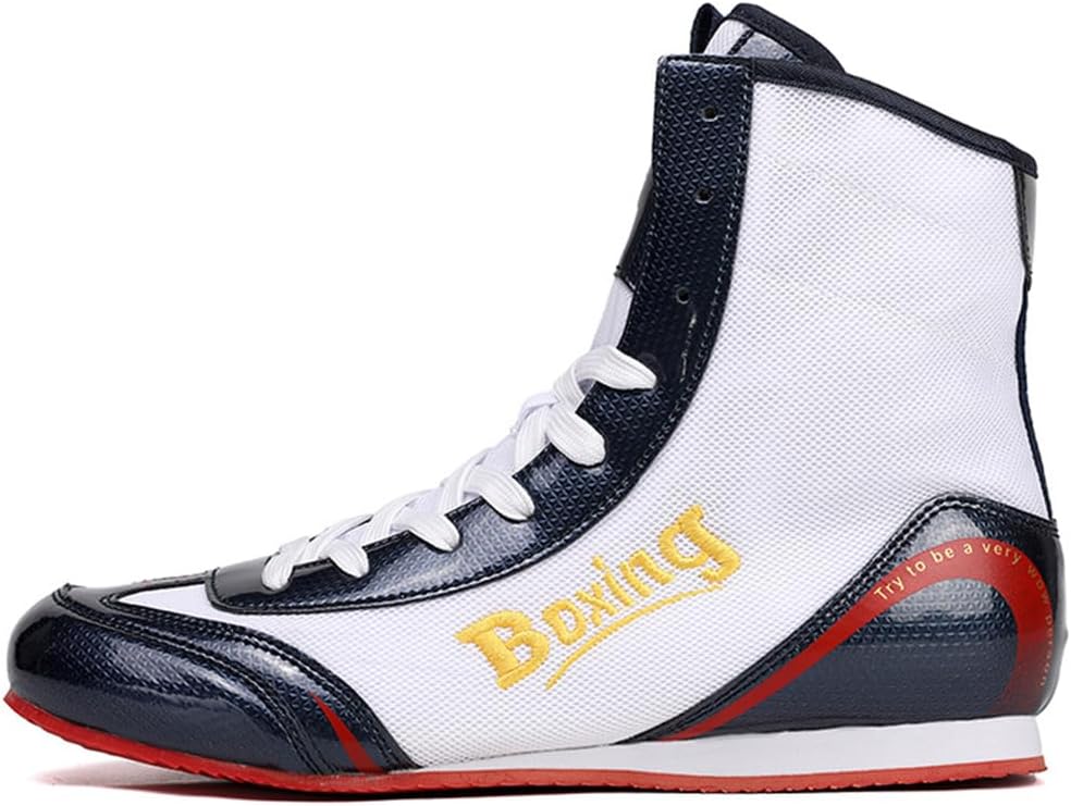 

Унисекс высокие боксерские кроссовки, дышащие ботинки для борьбы, пауэрлифтинга, бодибилдинга, боевых искусств, соревнований и тренировок Hiuzylqx, белый/черный