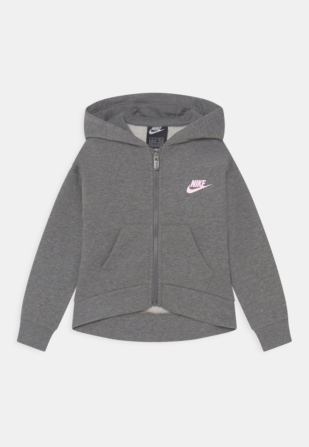 

Толстовка на молнии Club High Low Hoodie Nike, цвет grey heather