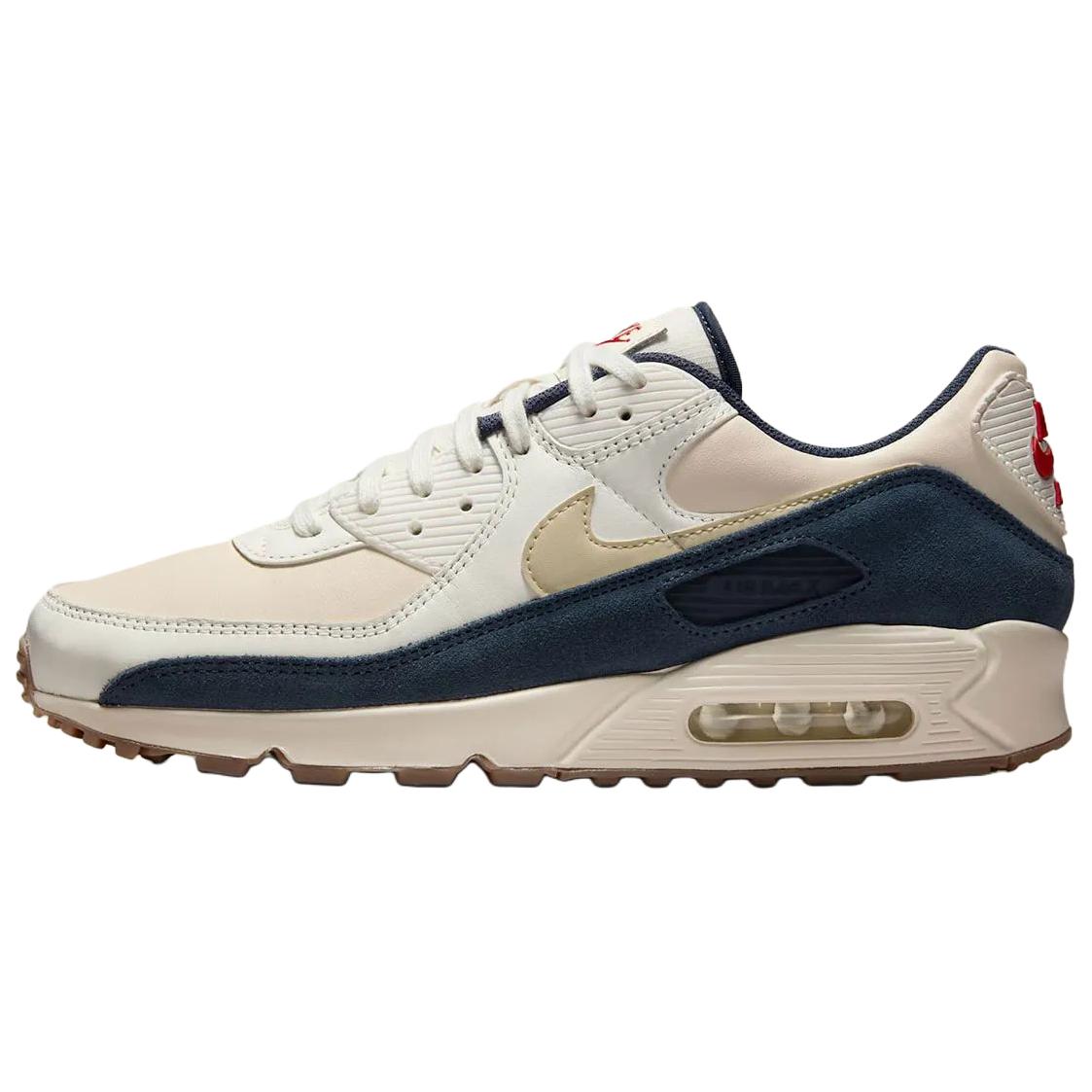 

Nike Air Max 90 Abrasion Resistant Low top Rubber Waffle Shoes/Foam Casual Running Shoes Men's Beige Blue
